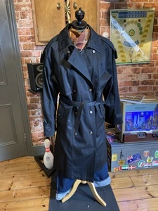 Ladies Vintage 80’s Trench Coat. C&A. Size 18. Black. Noir - Picture 1 of 18