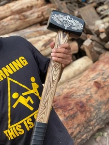 Handmade Blacksmith Hammer – Hickory Handle, Carpentry Tool, Gift Idea UK custom - Picture 1 of 12
