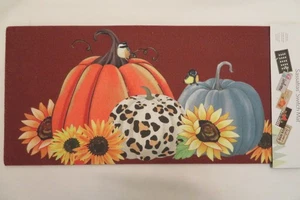 Herbst Kürbisse, Leopard & Blau, Herbst Sassafras Teppich Einsatz Schalter Fußmatte 10x22 - Bild 1 von 2