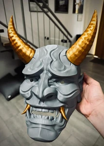 Traditional Japanese Hannya Oni Mask | 3D Printed Halloween Demon Costume Prop - Picture 1 of 9