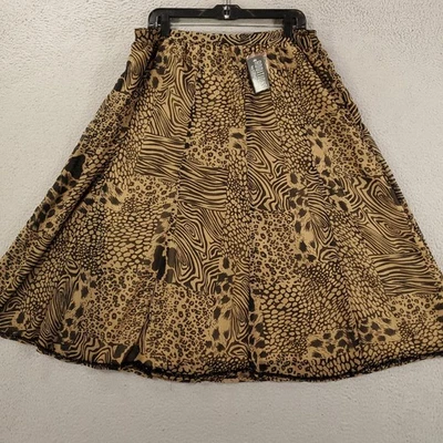 New Chicos Animal Print Skirt Womens Large Carmine Block Multi Print 2.5 NWT - Image 1 of 4