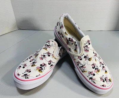 NIÑAS PEQUEÑAS VANS DISNEY POR TODAS PARTES MINNIE MOUSE ZAPATOS SIN CORDONES ZAPATILLAS JÓVENES 3.5 Foto 1 de 4
