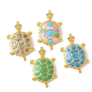 Colgante de oro tortuga marina grande de acero inoxidable 5 piezas para hacer joyas 56mx35mm - Imagen 1 de 11