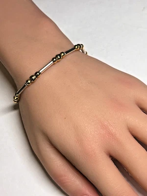 Brazalete Milor Italia de dos tonos de plata de ley eslabones mixtos 8,3 g 7,5 pulgadas Foto 1 de 4