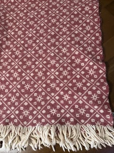 Garnet Hill hellrot beige Muster Lammwolle afghanischer Überwurf 47x70" Fransen Rever. - Bild 1 von 7