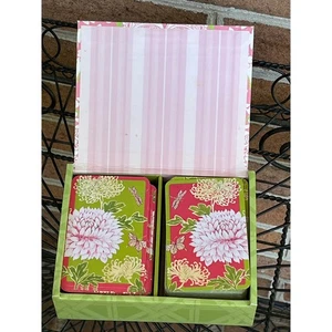 Anna Griffin Playing Cards Double Deck Pink & Green Floral Flowers - Picture 1 of 4