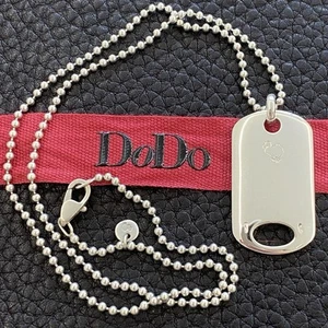 Dodo Pomellato Collana 40 Cm Medaglietta Piastrina Argento Unisex Fuori Produzio - Foto 1 di 8