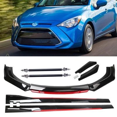 Gloss Black Red Front Lip Chin Bumper Spoiler Splitter For Toyota Yaris/R Body K - Изображение 1 из 4