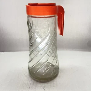 Vintage 1970s TANG Anchor Hocking Glass Orange Lid 1 Qt. Drink Pitcher - Picture 1 of 9