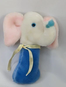 Eden Rassel weißer Elefant Plüschtier 7 Zoll blau rosa Ohren Stofftier Spielzeug #2 - Bild 1 von 5