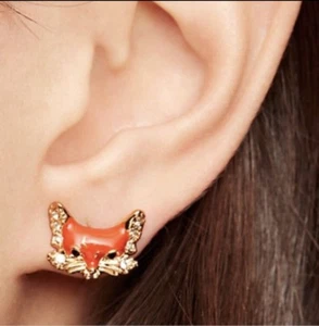 Nuevos aretes de zorro Kate Spade New York chapados en oro 12K 'Into The Woods' - Imagen 1 de 6