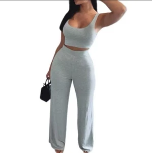 Sleeveless Tube Top Flare Pants 2 Pieces Set Summer Women Camis High Waist Pants - Picture 1 of 4