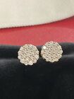 Pave 0.90 Cts Round Brilliant Cut Diamonds Stud Earrings In 585 Stamped 14K Gold