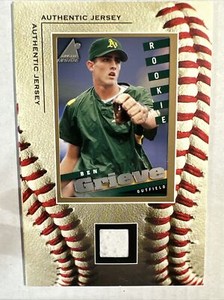 Vintage Sports Card Authentic Game Used Jersey & Card Set Ben Grieve RC A’s