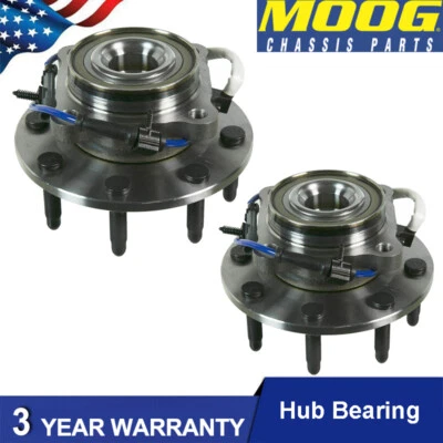 Cojinete de cubo de rueda delantera MOOG de 2 piezas para Chevy Silverado 1500 2500 3500 Gmc Yukon Foto 1 de 4