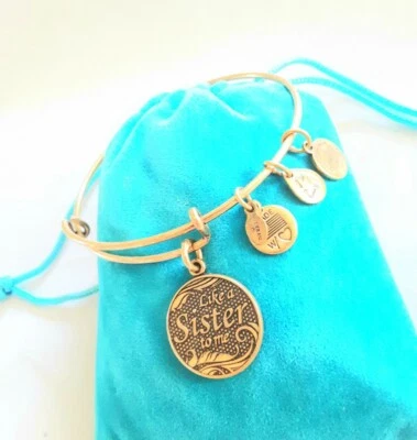 Alex & Ani " LIKE A SISTER TO ME " Charm Gold Bangle Bracelet Expandable NWOTAG  - Image 1 of 3