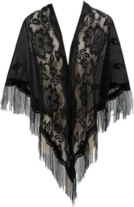 Triangle Scarf Shawls for for Evening Dresses Flower Embroidered Wraps Cape Cove - Picture 1 of 12