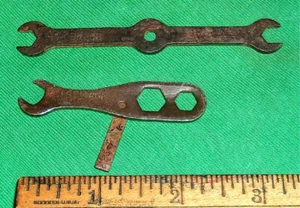 (2) Vintage Small Spark Plug Magneto Wrenches DELCO Bosch Auto-Lite & Eisemann - Picture 1 of 3