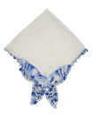 Vintage Womens Cotton Handkerchief Blue White Crochet Buttefly Trim 11&quot; Square