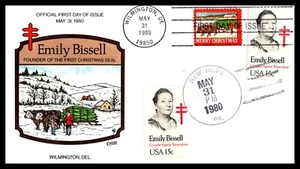 KAPPYSSTAMPS USA FDC COLLINS HAND PAINTED 1980 EMILY BISSELL UA F334 - Picture 1 of 1