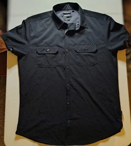 Men's Kenneth Cole Shirt Black Large Slim Fit Mobility Woven Outdoor Button Up - Picture 1 of 13