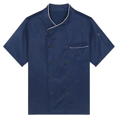 Men Professional Chef Coat Restaurant Daily Work Shirt Silky Cooking Chef Jacket - Image 1 of 3