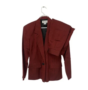 Tuta tuta donna Morning Lady blazer rosso gessato donna taglia 4 tacca risvolto vintage - Foto 1 di 18