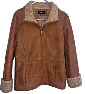 Braetan Faux Shearling Coat Brown Size M Zipper BK - Picture 1 of 5