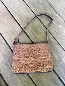 Willsons Tooled Leder Schultertasche Handtasche Reißverschluss - Bild 1 von 12
