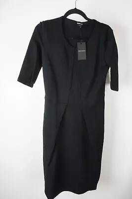 Vestido Giorgio Armani Negro Sólido Midi Mezcla Seda Talla 6 EE. UU. 42 NUEVO Foto 1 de 4