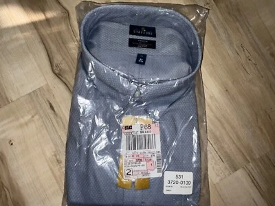NUEVO CON ETIQUETAS Camisa de vestir Stafford para hombre Oxford sin botones de hierro manga larga 22 38 39 azul Foto 1 de 4