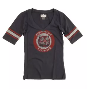 MLB Ladies Detrioit Tigers Trainer Vintage Style V-Neck T-Shirt - Picture 1 of 1