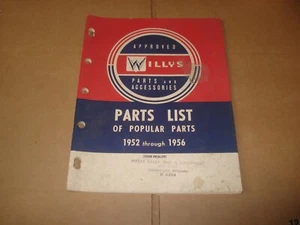1952-1956 WILLYS JEEP POPULAR PARTS BOOK ORIGINAL RARE NUMBERS LIST CATALOG - Picture 1 of 8
