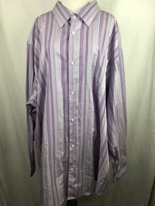 Clairborne Mens Button Down Long Sleeve Shirt Size XXXXL 4XL Purple Striped NWT - Picture 1 of 8