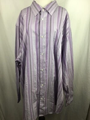 Clairborne Mens Button Down Long Sleeve Shirt Size XXXXL 4XL Purple Striped NWT - Image 1 of 4