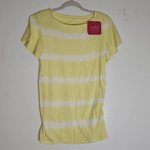 Isabel Maternity Top Womens Small Yellow Tie Dye Stripe Ruffle Sleeve Tee NEW S - Picture 1 of 8