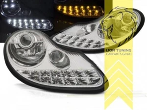 LT Paar LED Scheinwerfer Lightbar DRL Porsche 911 Boxster 986 996 96-04 chrom LHD - Bild 1 von 5