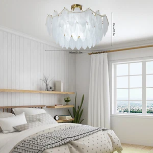 40W Luxury Glass Chandelier Light Pendant Ceiling Lamp Fixture For Living Room - Picture 1 of 7