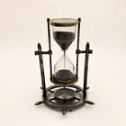 Vintage Brass Hourglass with Compass Nautical Sand Timer for Home Decor