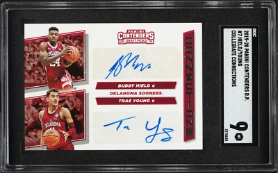 Trae Young Auto Buddy Hield DUAL SGC 9 2019-20 Contenders Draft Autograph OSU - Image 1 of 2
