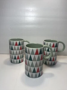 Set Of 3 NWT Starbucks Coffee Mug Half Square Triangle Pattern Xmas Cup 2017 - Picture 1 of 8
