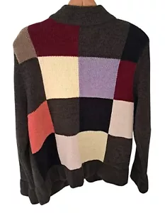 Vintage Christopher & Banks Cardigan Women's Medium Colorblock Checkered Unique - Picture 1 of 11