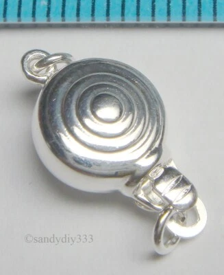 1x STERLING SILVER ROUND BUTTON PEARL BO CLASP 8.4mm N253 - Image 1 of 2