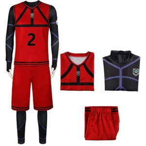 Blue Lock Jyubei Aryu Red No.2 Shorts Shirt Cosplay Uniform Costume - Picture 1 of 2