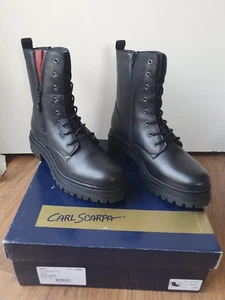 Carl Scarpa Beau Chunky Ankle Boots - Black / Red - Size 6 / 39 - RRP £169 - Picture 1 of 16