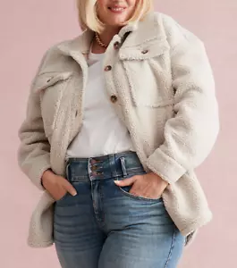 NEU LANE BRYANT BIRCH SHERPA SHACKET SHIRTJACKE MANTEL GR. 22/24 - Bild 1 von 7
