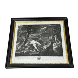 Sleeping Bacchus Antique Mezzotint Print Richard Earlom Boydell Original Frame - Imagen 1 de 11