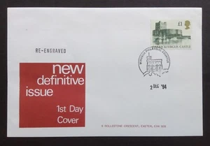 SELTEN GB 1994 nachgraviert hochwertiges Carrickfergus Castle £1 am ersten Tag Cover - Bild 1 von 2