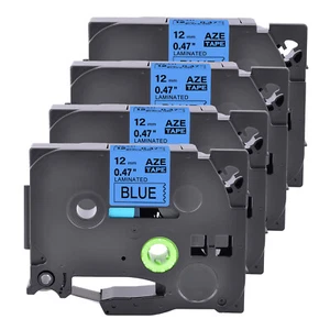 4PK Compatible with Brother P-Touch TZ-531 Black on Blue 0.47" Label Tape 12mm - Picture 1 of 12