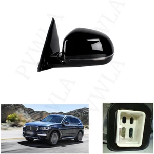 For Bmw X3 G01 2018-2021 Black Painted Blind Spot Heated Mirror 5-Pin Left Side - Picture 1 of 12